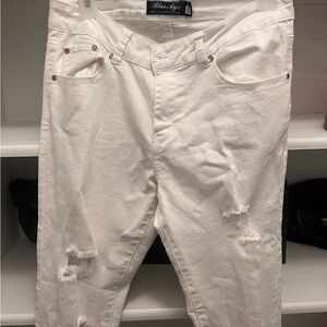 Blue Age Women's White Distressed Skinny Jeans